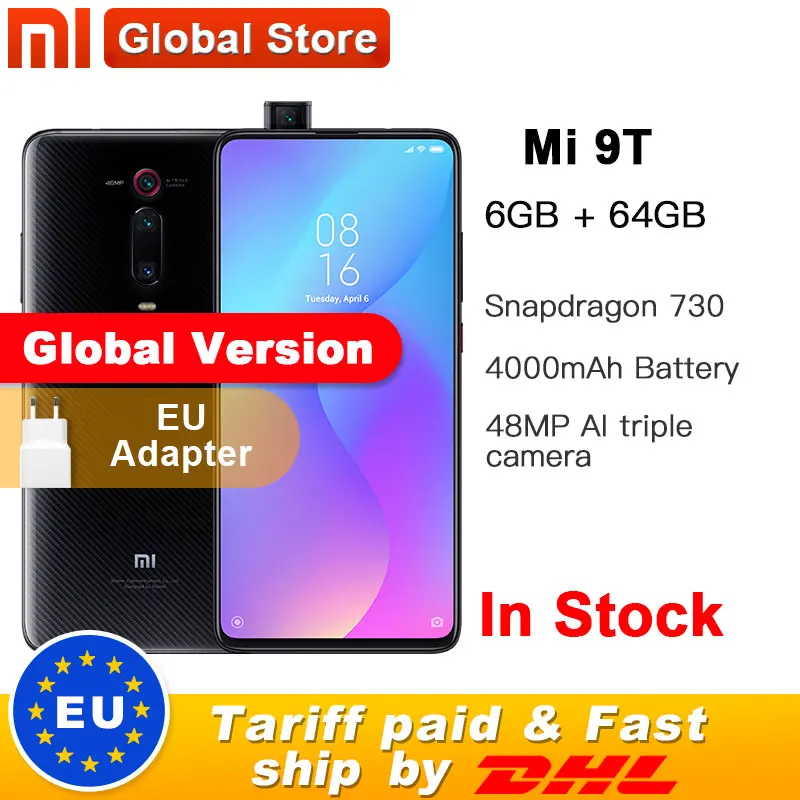 Глобальная версия Xiaomi mi 9T(Red mi K20), 6 Гб ОЗУ, 64 ГБ, Смартфон Snapdragon 730, четыре ядра, 4000 мАч, всплывающая фронтальная камера AMOLED, 48 МП