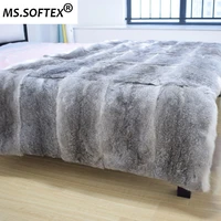 ms softex natural rabbit fur bed runner real rabbit skin throw blanket sofa cushion home decoration drop shipping