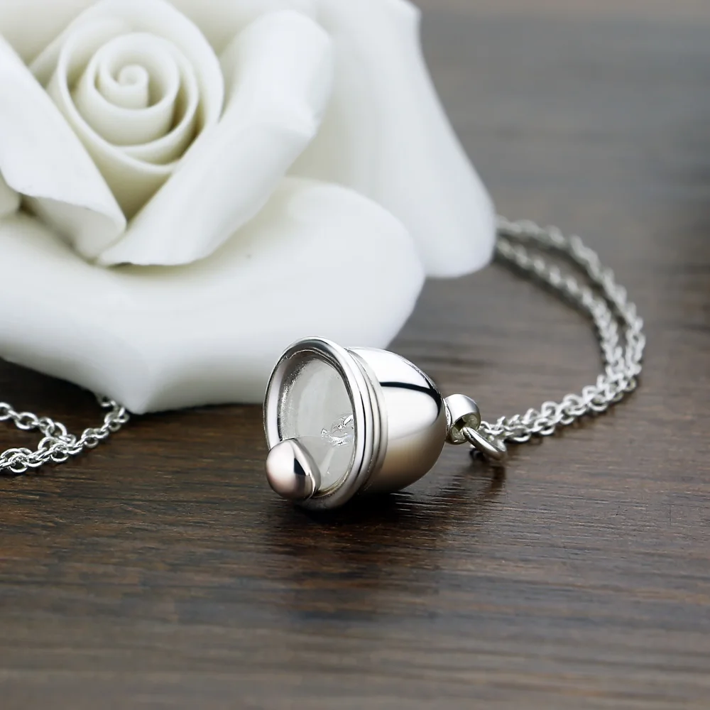 Подарок на Новый год 925 серебро колокол ожерелья с милой Кулоны из нержавеющей