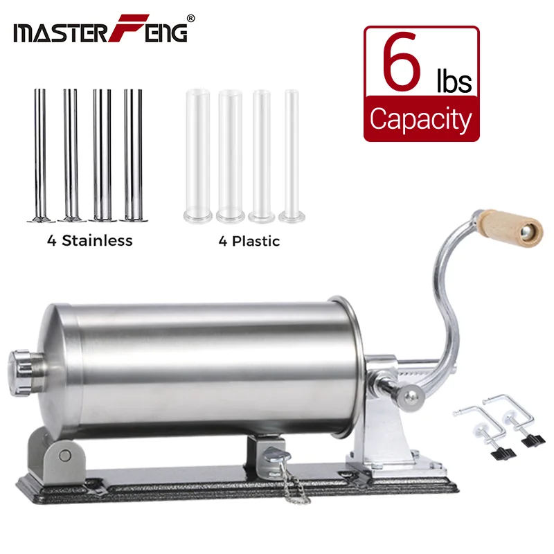 

6 lbs / 3kg Homemade Sausage Stuffer Stainless Steel Sausage Filling Machine Sausage Syringe Meat Filler Sausage Maker