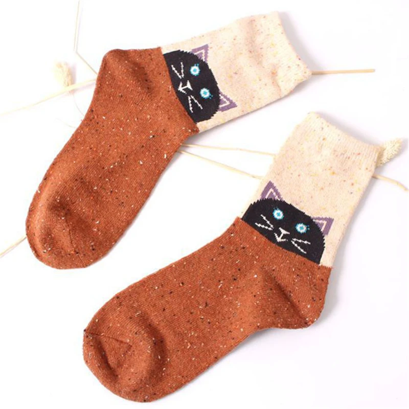 Женские винтажные носки в стиле Харадзюку толстые шерстяные с кроличьей шерстью