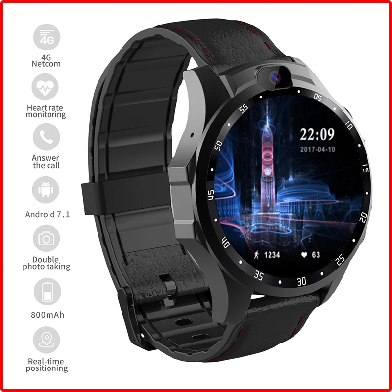 

Смарт-часы мужские с двумя камерами, 1,6 дюйма, Android 7,1, GPS, 3 + 32 ГБ