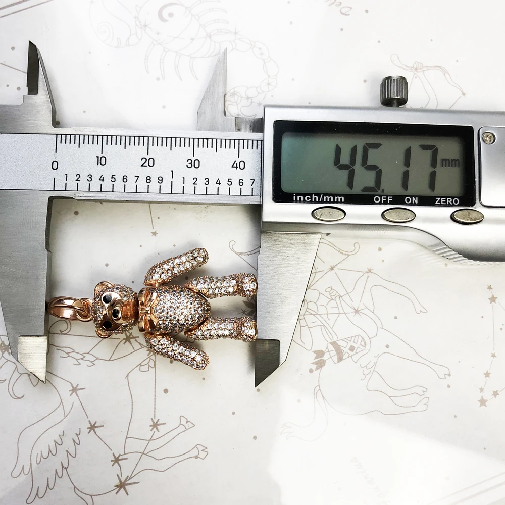 Подвеска в виде медведя Тедди из розового золота модные ювелирные изделия 2018