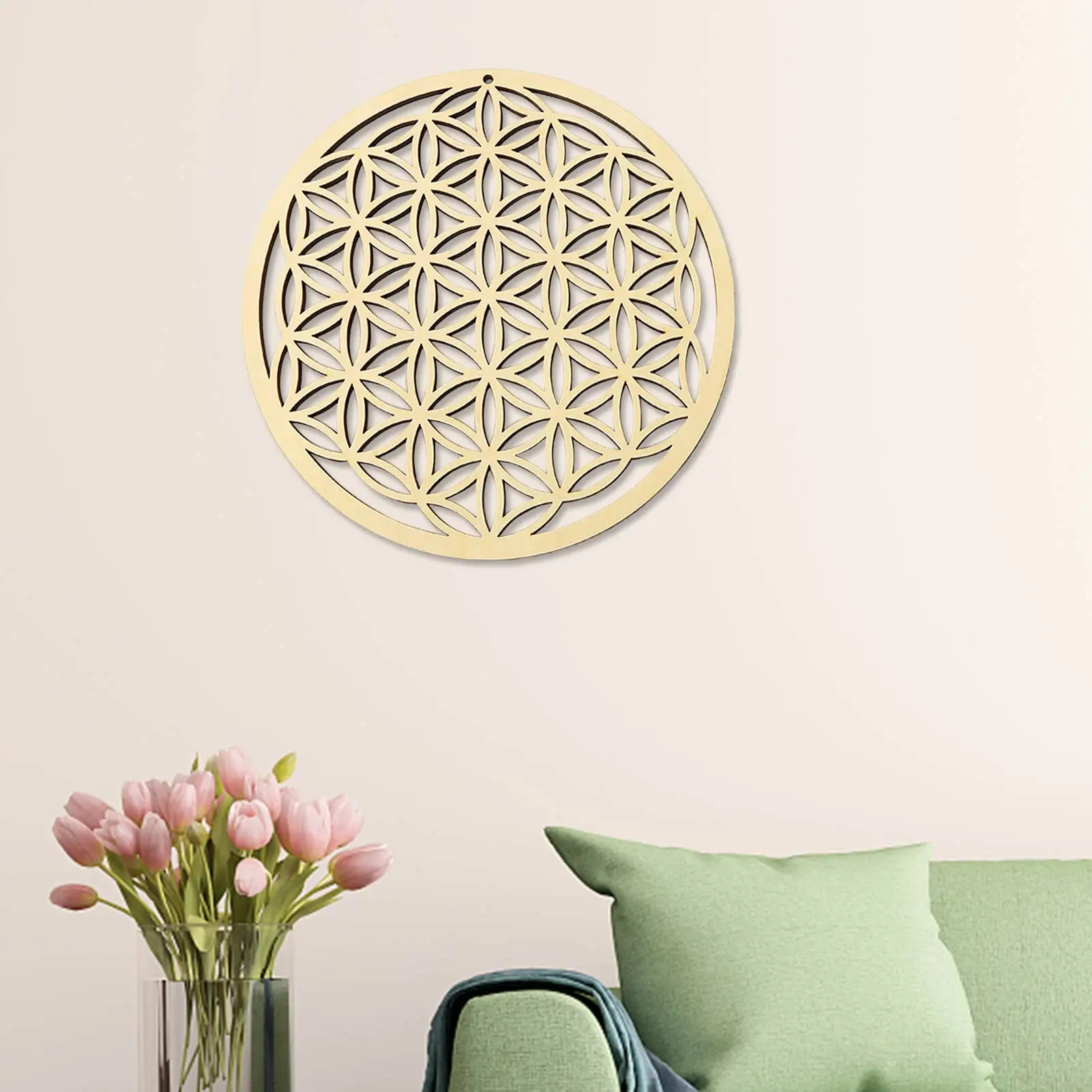 

Sacred Geometry Flower Of Life Energy Mat Wood Slice Base Of Purification Crystals Healing Disc As Coaster For Home Wall Nearby