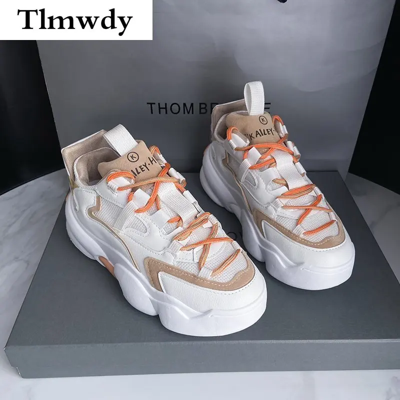 

2021 New Sneakers Women's Running Shoes Mesh Breathable Thick-soled Shoes Increased Wild Women's Sneakers Vulcanized Shoes