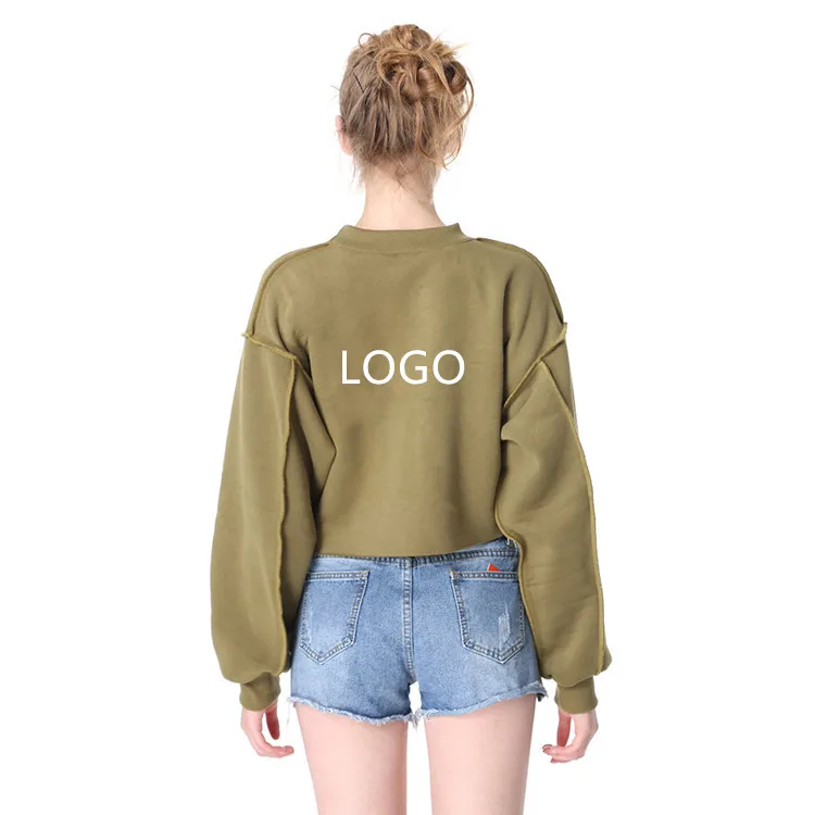 

Wholesale Custom logo Long Sleeve stylish Women Blank Cropped Top sweater