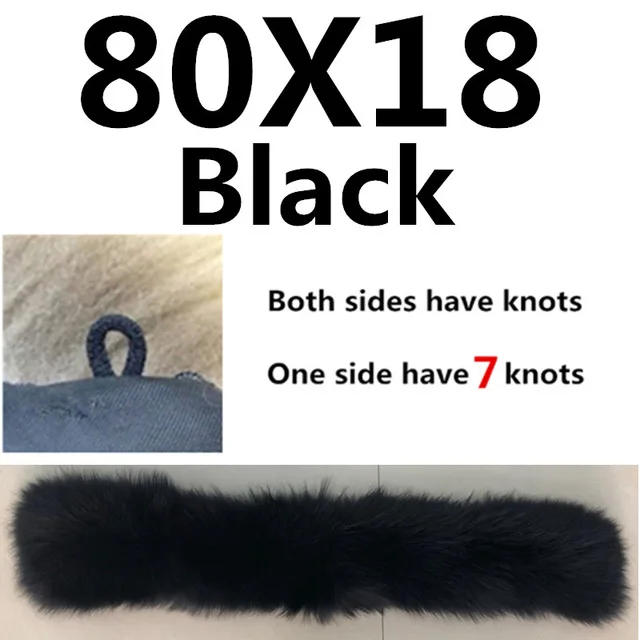 80cmx18Black Новинка, высокое качество, зима, натуральный мех енота, воротник, женские шарфы, модное пальто, свитер, шарфы, шапка большого размера - Цвет: 80cmx18Black