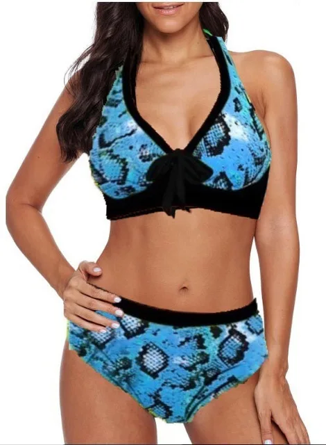 Женский купальный костюм с завышенной талией комплект бикини мягким