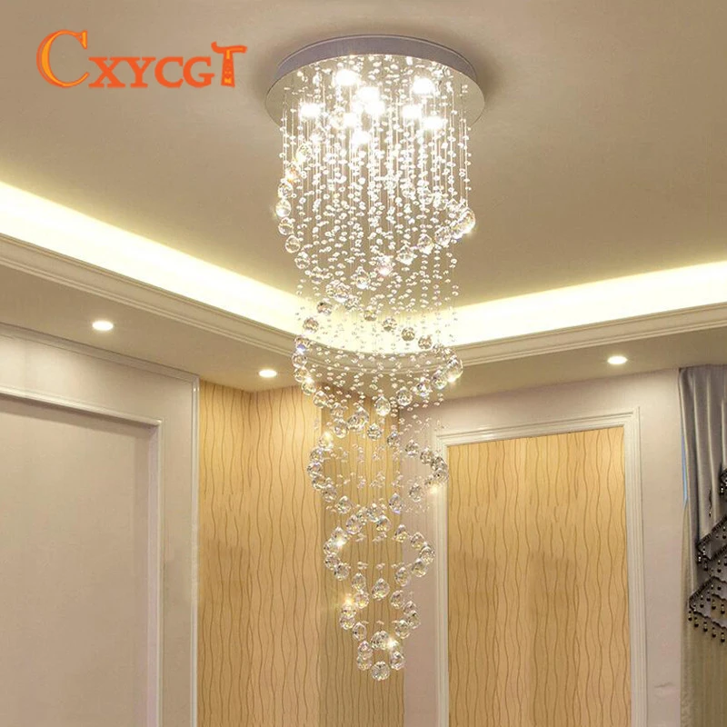 vender Lustre Moderno De Cristal Em Led Com Suspensão, Lâmpada De Teto Dupla Espiral Para Suspensão, Jardineira, Escada, Casa, Quarto