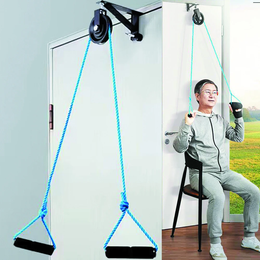 

Steel Shoulder Arm Pulley System Set - Over Door Rehab Exerciser for Home Physical Therapy Exercise Frozen Rotator Cuff Recovery