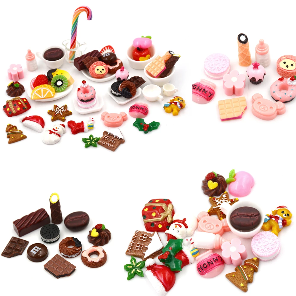 

10pcs/Lot Resin Christmas Series Cabochon Flatback Decoration Crafts Embellishments For Scrapbooking Diy Accessories Kitchen Toy