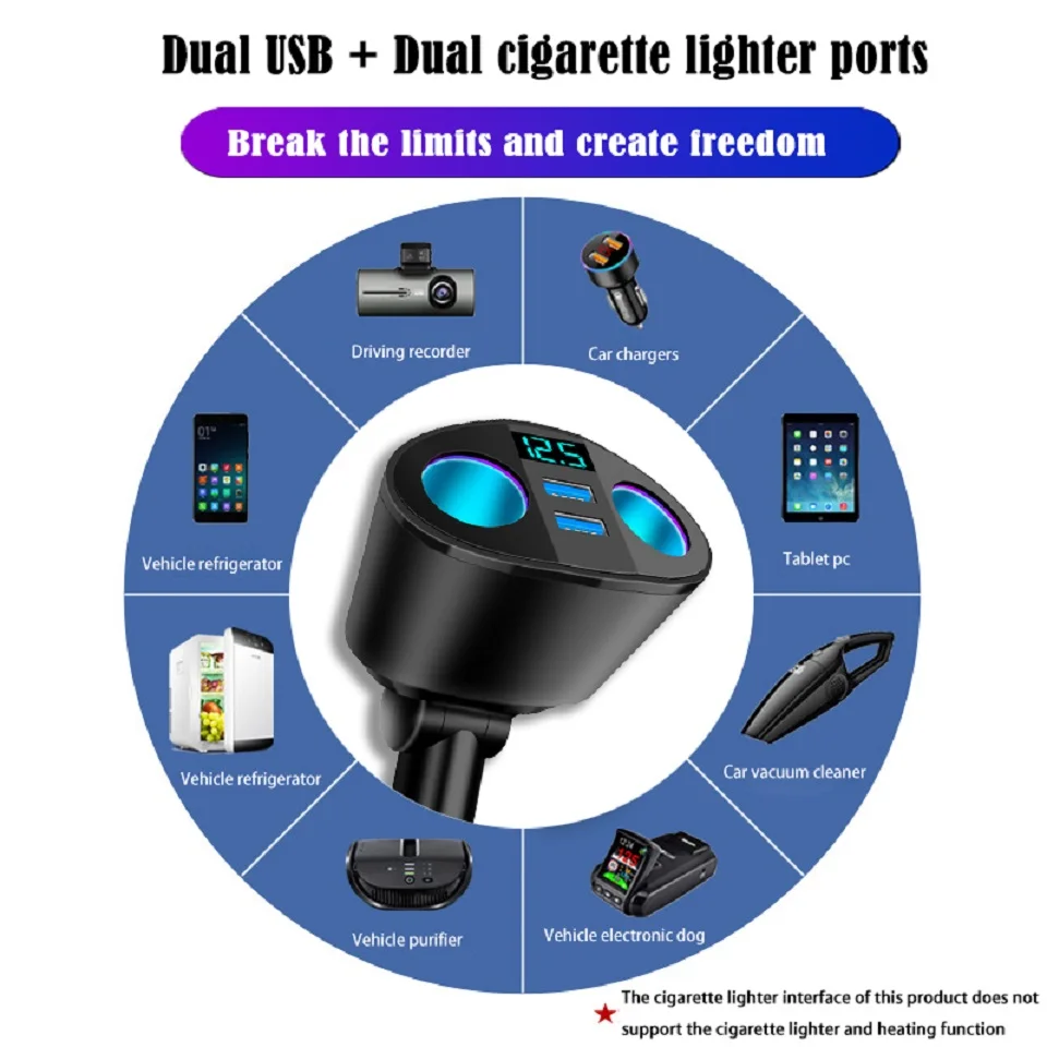 hkgk 4 8a dual usb car charger 2 ports lcd display 12 24v cigarette socket lighter fast car charger power adapter car styling free global shipping