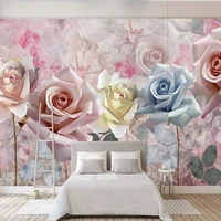 custom mural wallpaper 3d retro rose flowers oil painting wall paper living room bedroom backdrop romantic home decor 3d fresco