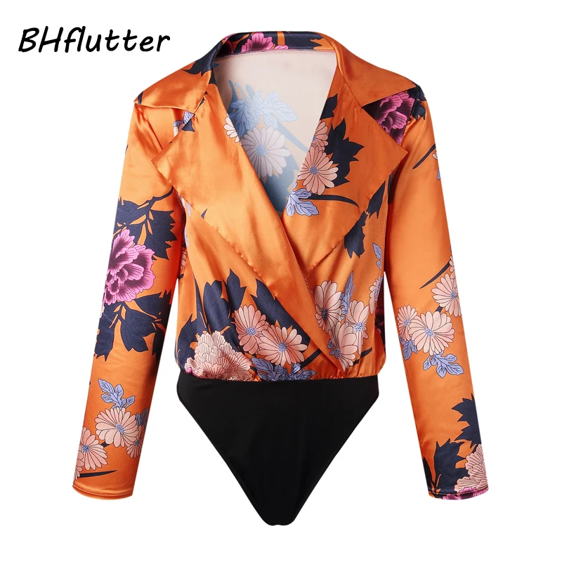 Женский комбинезон с длинным рукавом BHflutter повседневный цветочным принтом и