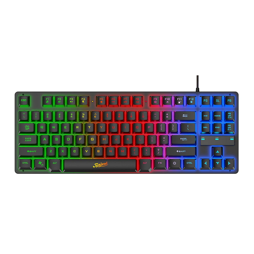 

Игровая клавиатура, профессиональная Проводная игровая клавиатура с 87 клавишами и RGB подсветкой, эргономичный дизайн для ПК и ноутбука