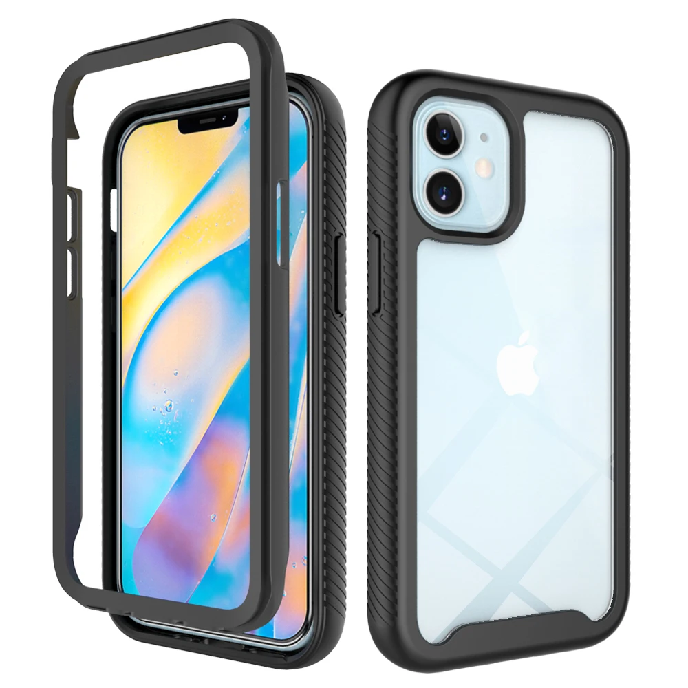 

Transparent 360 Anti-fall Phone Case for Motorola G8 G7 G Supra Power Plus Play Heavy Color Border 2 In 1 Protection Back Cover