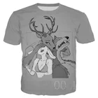 Серая футболка BEASTARS с мультипликационным аниме, пуловер с 3D принтом оленя волка, толстовка с животными, МужскаяЖенская футболка в стиле Харадзюку, оверсайз