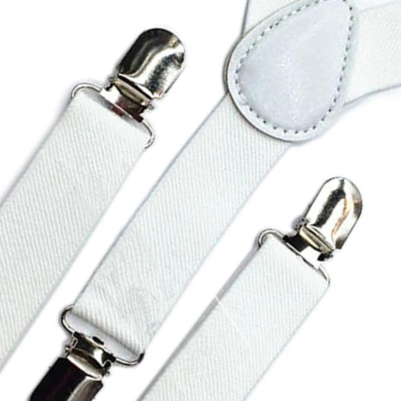 

2x Kids Boys Girls Y-Back Suspender Elastic Adjustable Clip-on Braces Black & White