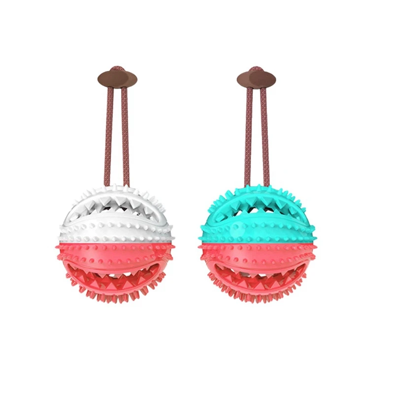 QQQPET 2PCS Dog Interactive Natural Rubber Ball Puppy Chew Toy Food Dispenser Bite-Resistant Clean Teeth Pet Playing Balls | Дом и сад