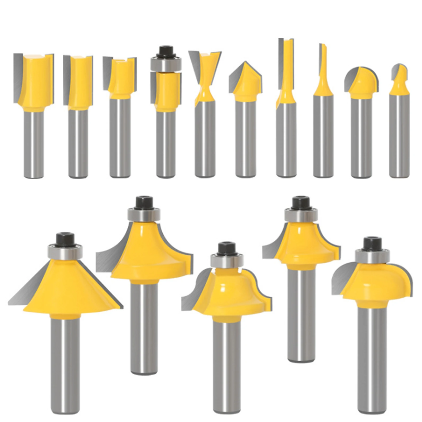 

15pcs 8 Handle Woodworking Milling Cutter Set Engraving/Trimming Machine/Electric Wood Milling Cutter Headset Hole Opener Set