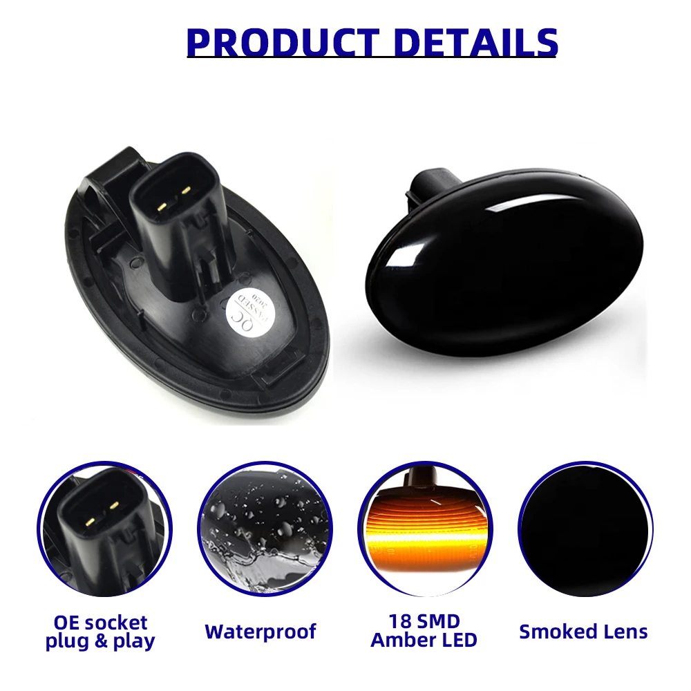 

Smoke Lens Sequential Flashing LED Side Marker Light Dynamic Turn Signal Blinker Lamp For 08-19 Subaru Forester 08-19 Impreza