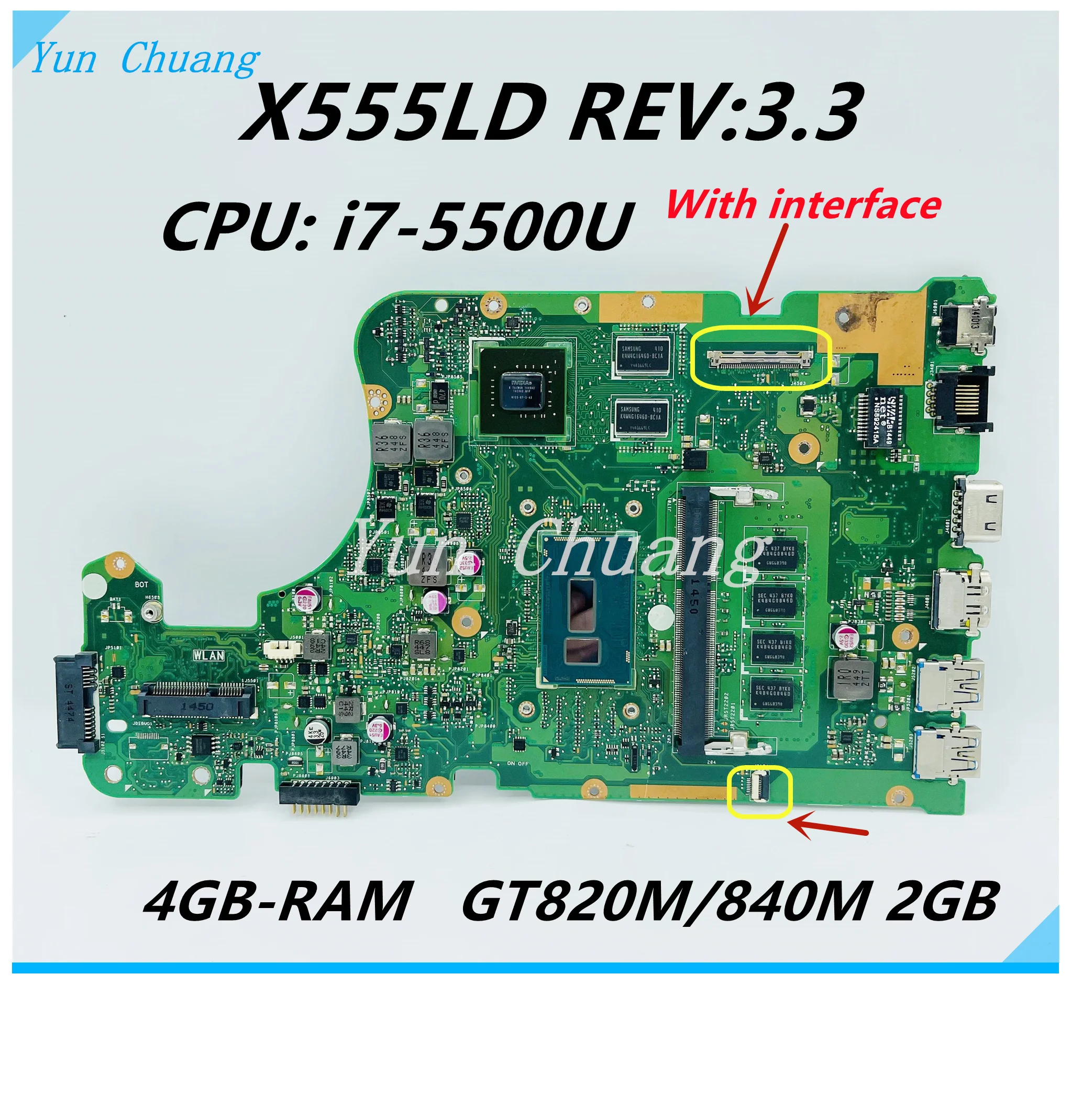 Материнская плата X555LNB X555LD REV: 3 для ноутбука Asus F555L K555L A555L X555LN X555L материнская i7-5500U