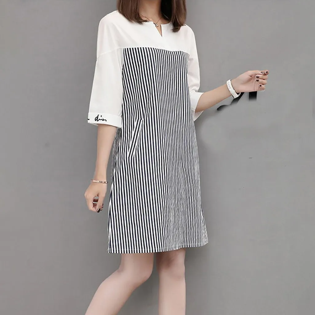 Женское летнее платье с v образным вырезом длиной до колена Повседневное в