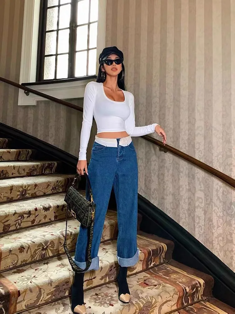 Топ женский эластичный с длинным рукавом пикантный облегающий короткий топ