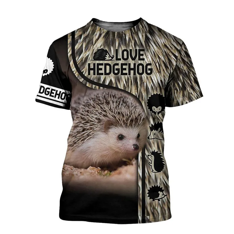 

New style men's tops, beautiful hedgehog 3D printing, summer short-sleeved men's and women's casual round neck T-shirt apparel
