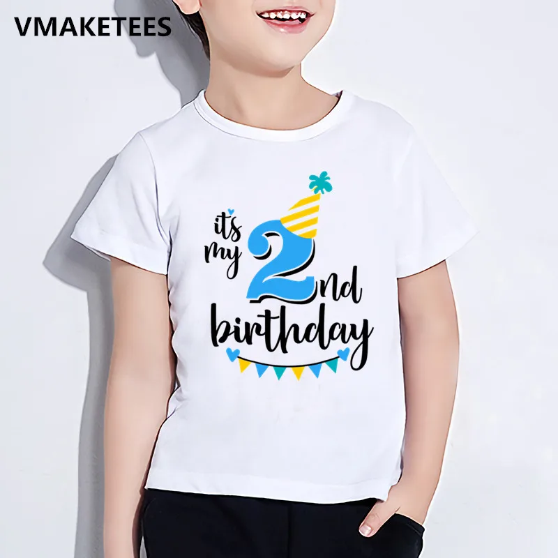 

Детская футболка с надписью «Happy Birthday Number 1-9», забавная футболка для девочек и мальчиков с цифрой в подарок на день рождения, забавная одежда ...