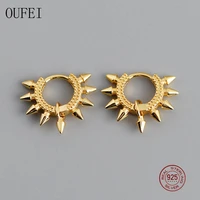 punk earrings for women 925 sterling silver hoop earrings geometry round fine earrings hoop cone jewelry accessories