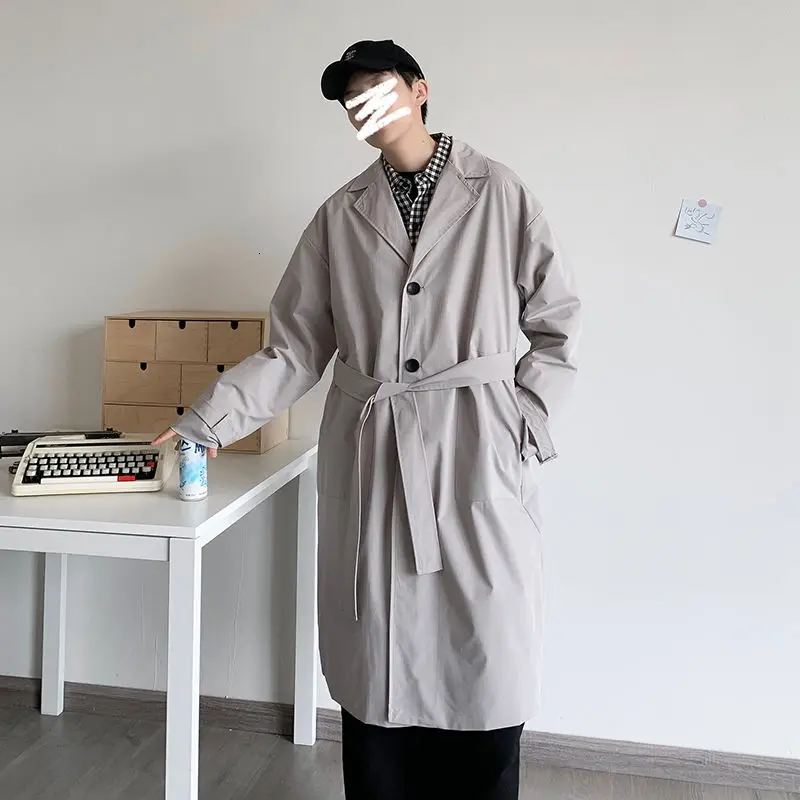 

Autumn Fashion Windbreaker Single-breasted Elegant Men's Loose Thin Trench Long Coat Men Mens Overcoat Time Limited