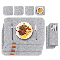 12pcs18pcs anti slip natural felt dining table placemats set heat insulated coasters kitchen cutlery storage bags