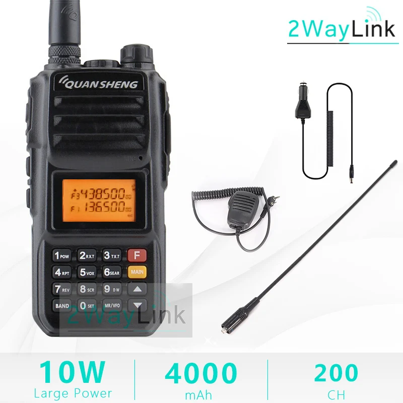 Add MIC 771 Charger Обновленная рация 10 км QuanSheng TG-UV2 Plus 10 Вт дальняя рация 10 км 4000 мАч Радио УКВ двухдиапазонный длинный режим ожидания - Цвет: Add MIC 771 Charger