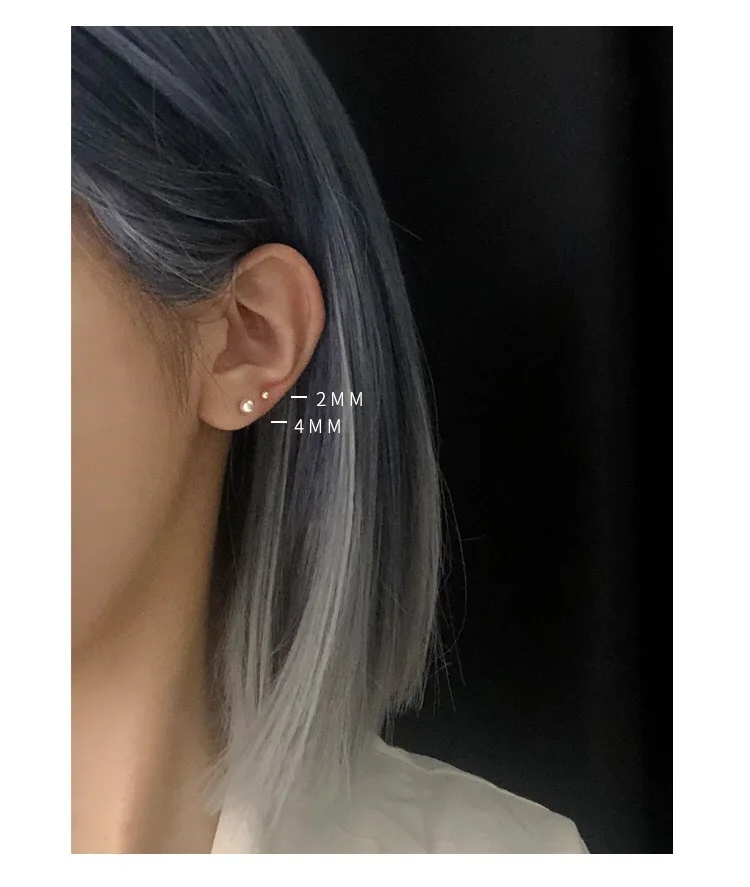 

2/3/4/5mm Mini Round Stud Earrings for Women Girls Simple Earrings Men Punk Piercing 925 Sterling Silver Wedding Jewelry