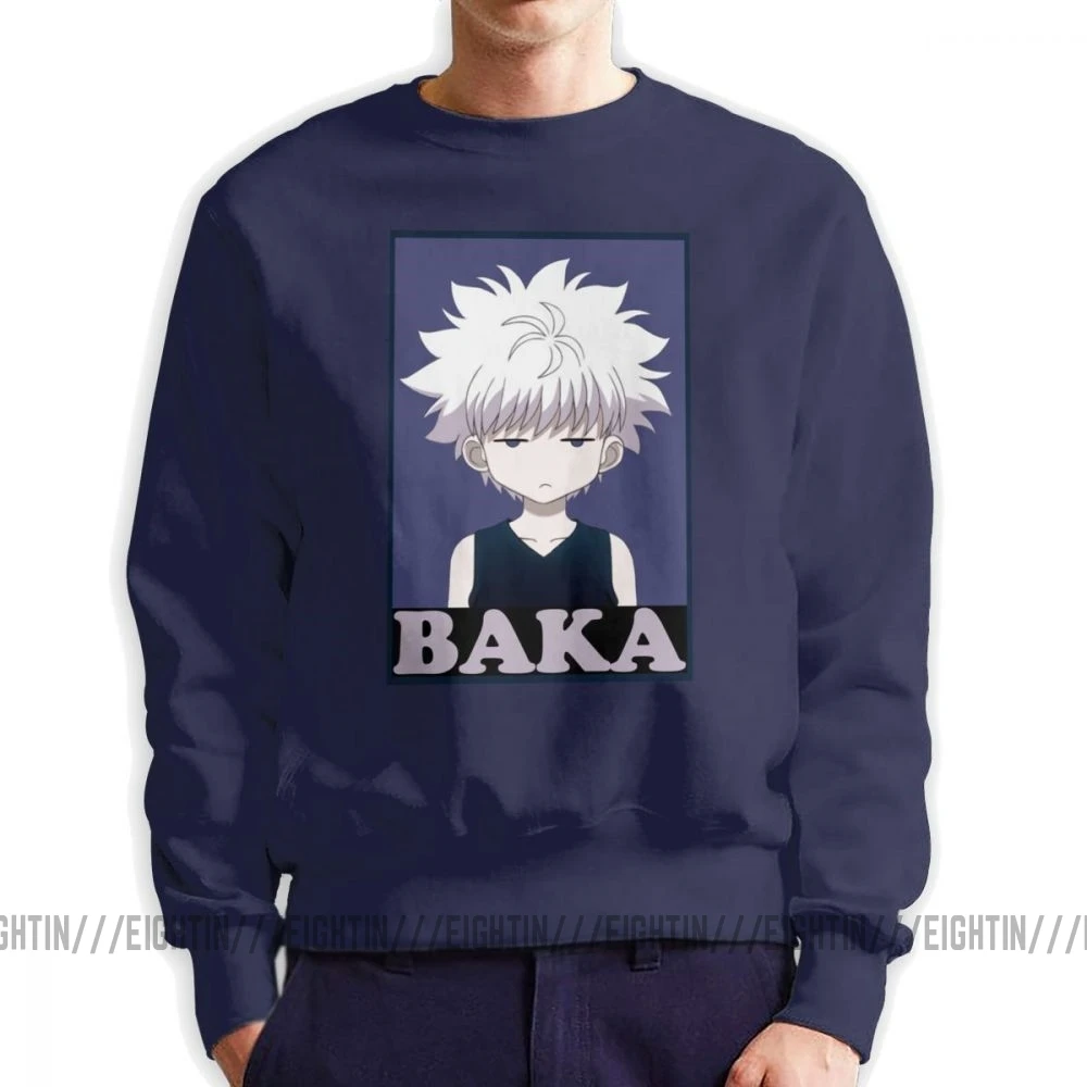 Hunter X Hunter Killua Zoldyck Baka/Мужская толстовка в винтажном стиле из органического хлопка, пуловер с круглым вырезом, осенняя толстовка с капюшоном, одежда - Цвет: Тёмно-синий