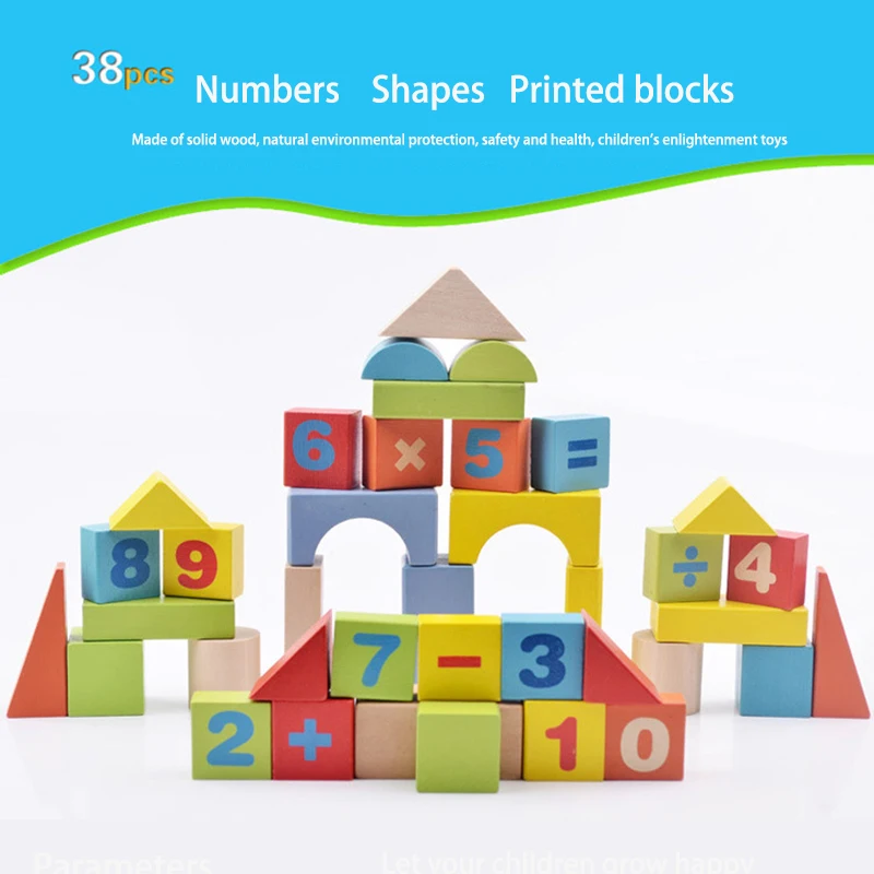 

Ohye Premium Environmental Wooden Color Number Shape Cognitive Wooden Castle Building Blocks Children's Educational Toy Gift