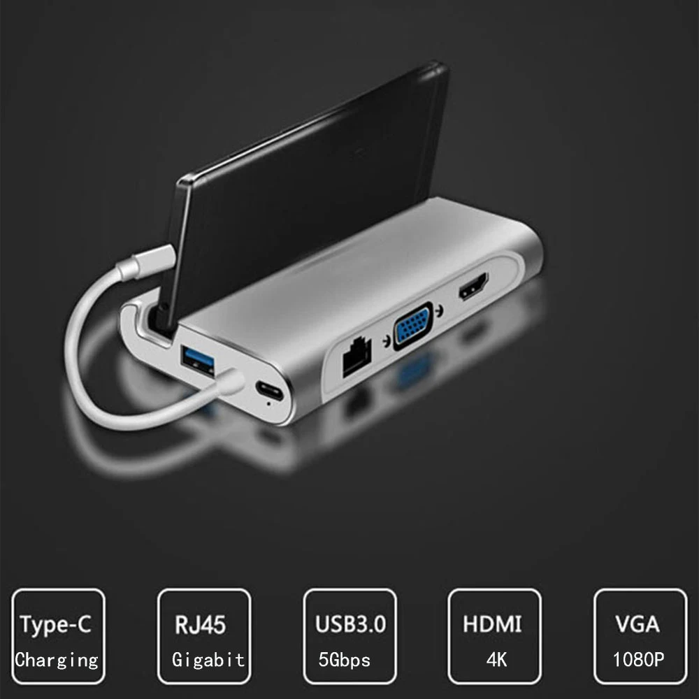 USB-концентратор Type-C для HDMI USB 3 1 Thunderbolt PD слот TF/SD картридера MacBook Pro/Air/Huawei Mate |