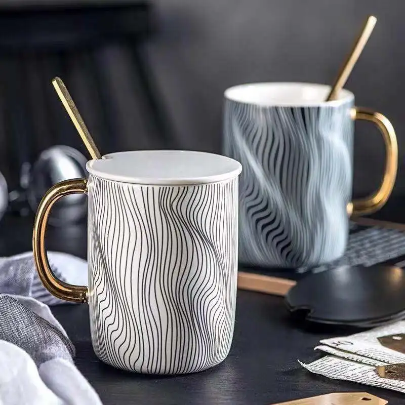 Творческий роскошные 3D с волнистым рисунком керамическая кофейная чашка офис
