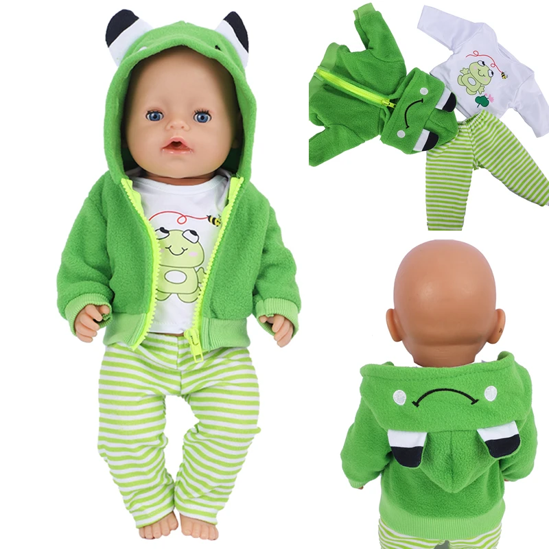 

Doll Clothes Cute Frog Suits for 43cm Baby Reborn Dolls Fashion Dress Pajamas Fit for 18 Inches Dolls Accessories Girl Toys