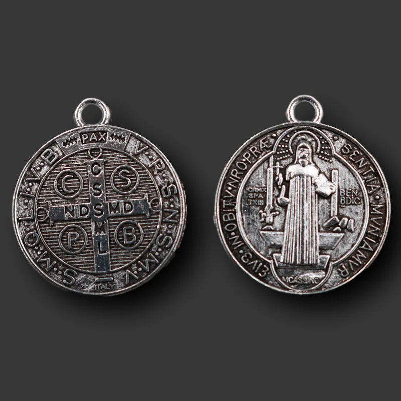 

8pcs Silver Plated Saint Benedict Christianity Catholic Church Exorcist Pendant DIY Charm For Jewelry Craft Making 24*20mm A1192