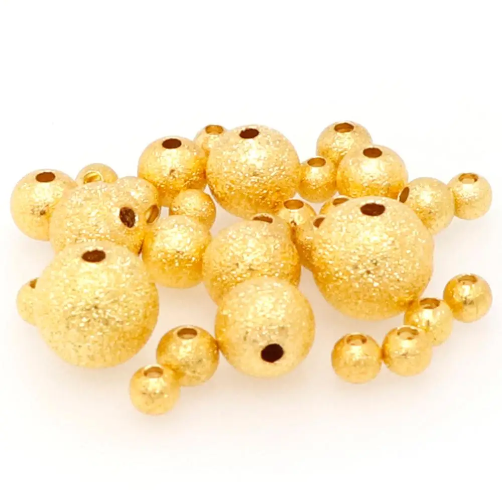 Золотистые и Серебристые круглые медные бусины разделители матовые для