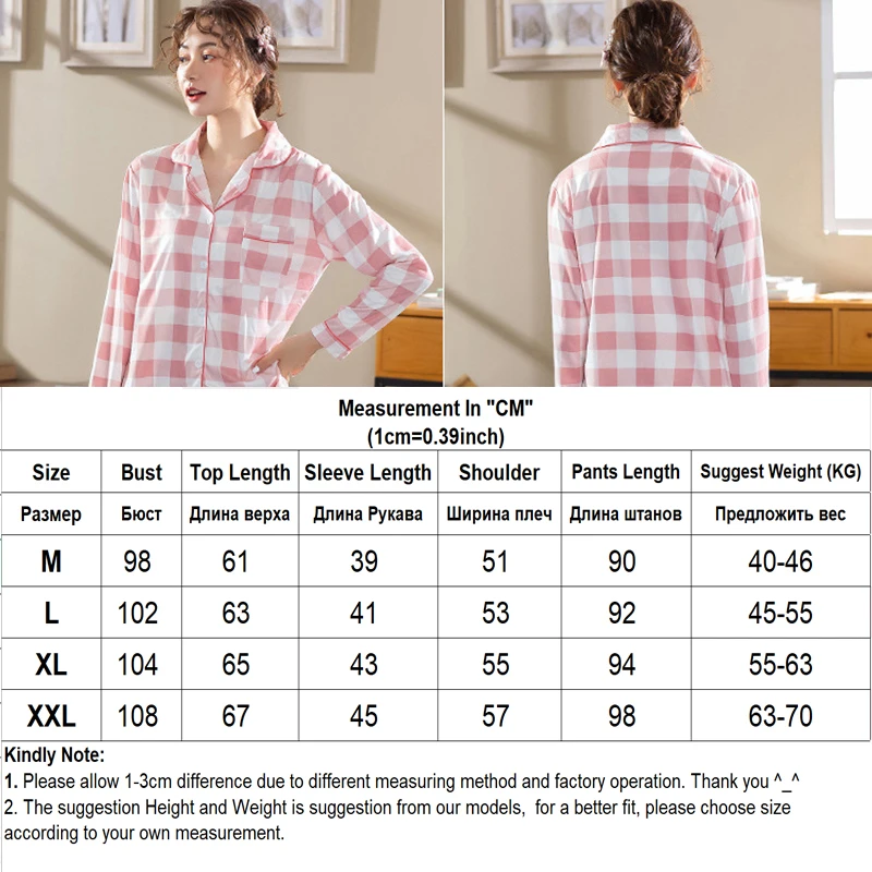 

Fashion Autumn Pijama Women Pajamas Set Sleepwear Plaid Homewear Suit with Pocket Long Sleeve Button Top+Pants Pyjama Polka Dot