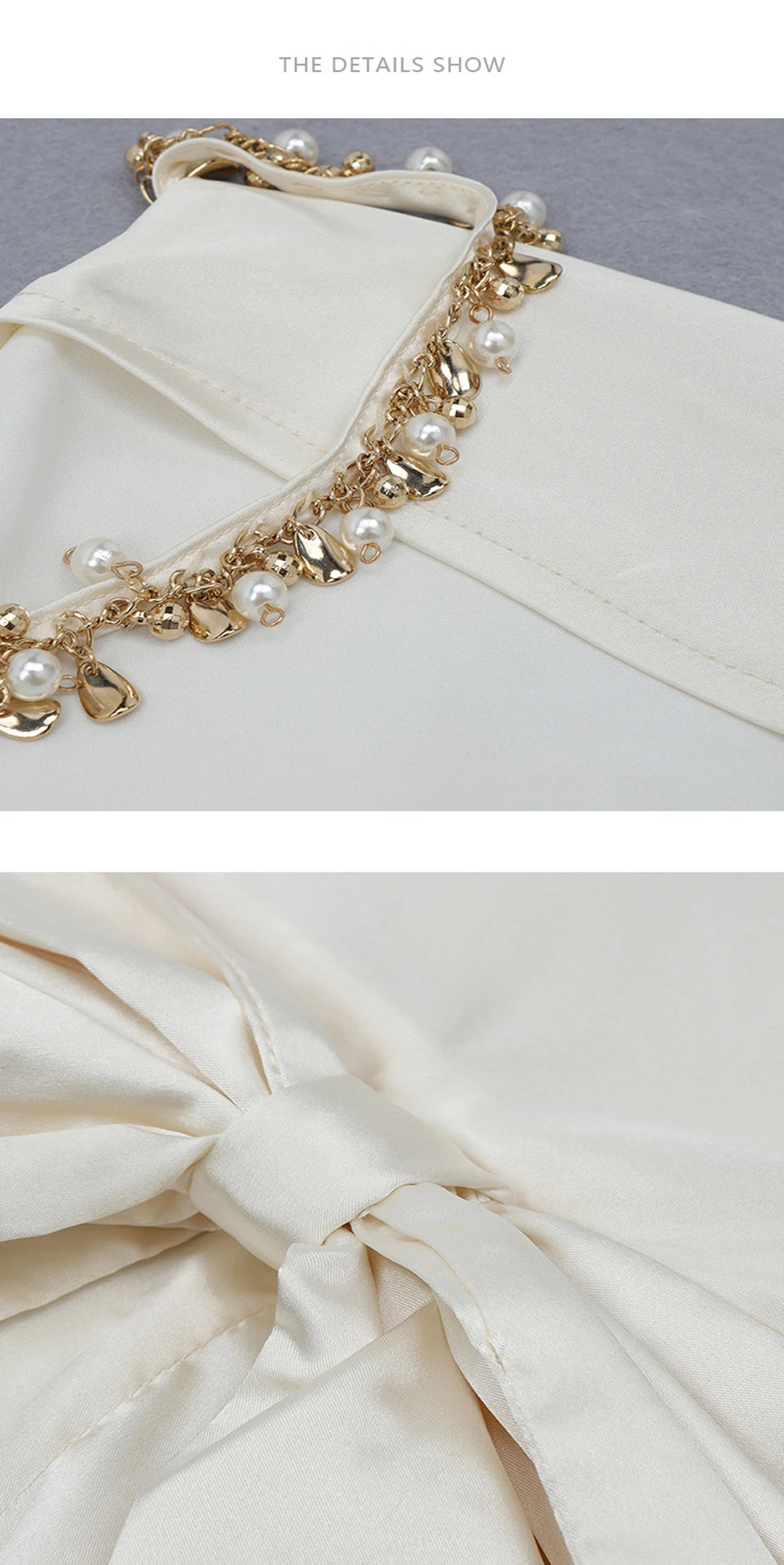 

Sladuo New Women's Sexy Pearl Chain Sling Sleeveless Bow Dress Celebrity Runway Bandage Evening Dress Club Dresses 2021 Summer