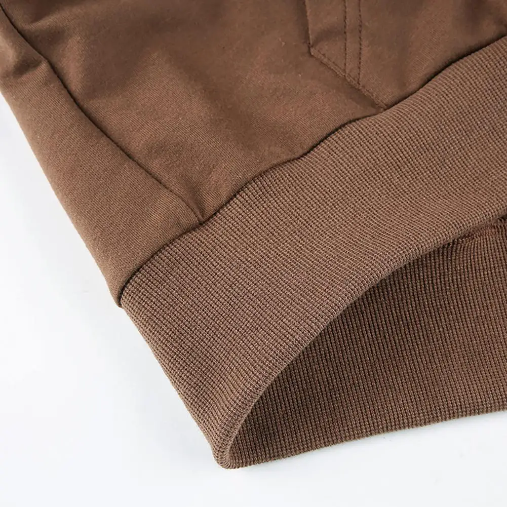 

Coat Long Sleeve Solid Color Jacket Autumn Women Crop Top Zipper Pockets Hoodie for Autumn