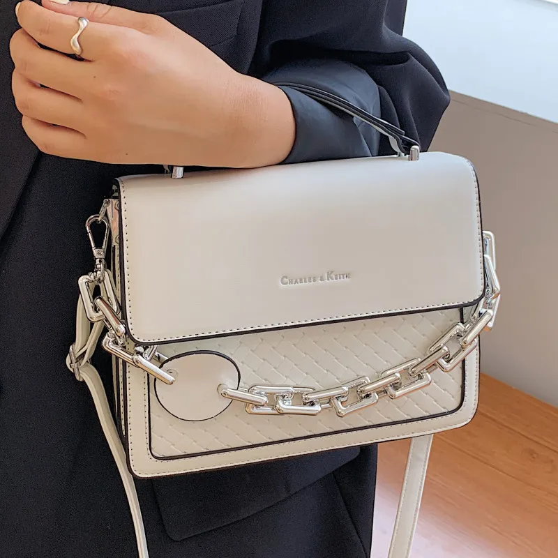 

Rhombus Lattice Crossbody Bags for Women Luxury Pu Leather Tote Bag Thick Chain Shoulder Handbags Ladys Small Flap Messenger Bag