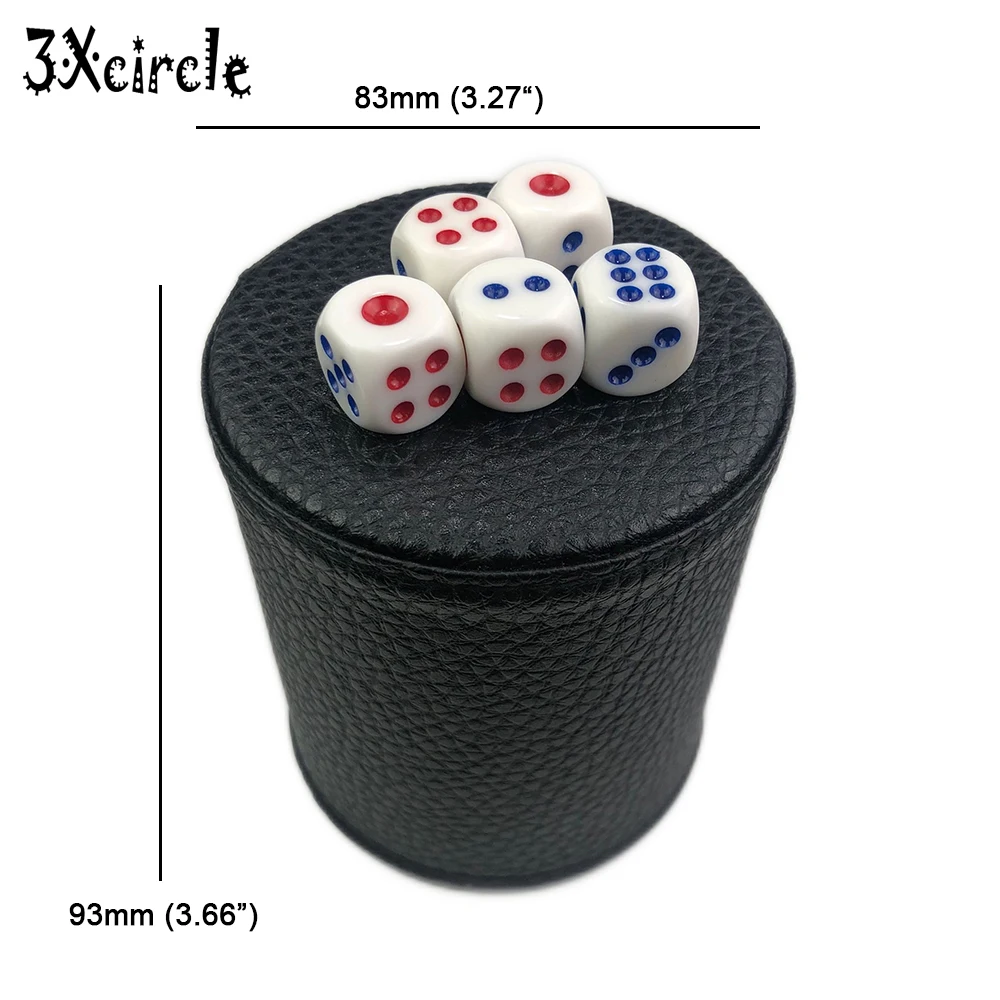 Набор чашек для костей из искусственной кожи с 6 кубиками в горошек стиле ретро