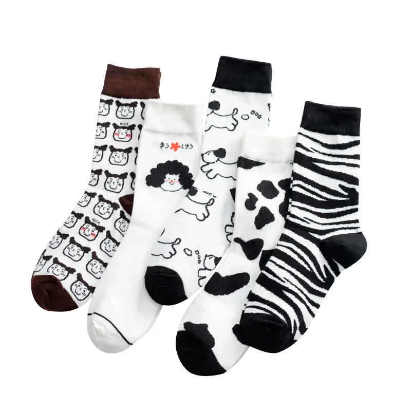 

Cartoon Socks Cute Zebra Pattern Print White Black Funny Fall Harajuku Fashion Kawaii Skarpetki Damskie Woman Chaussette Femme