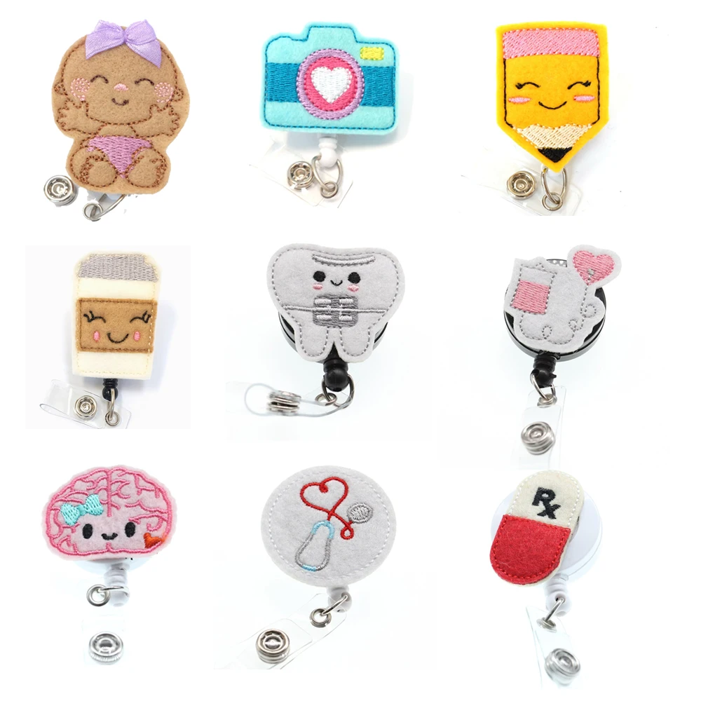 10 шт./лот Выдвижной ID бейдж карта катушка войлочный значок держатель имя