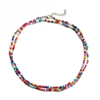 bohemia two layer colorful bead necklace for women girl fashion jewerly am3244